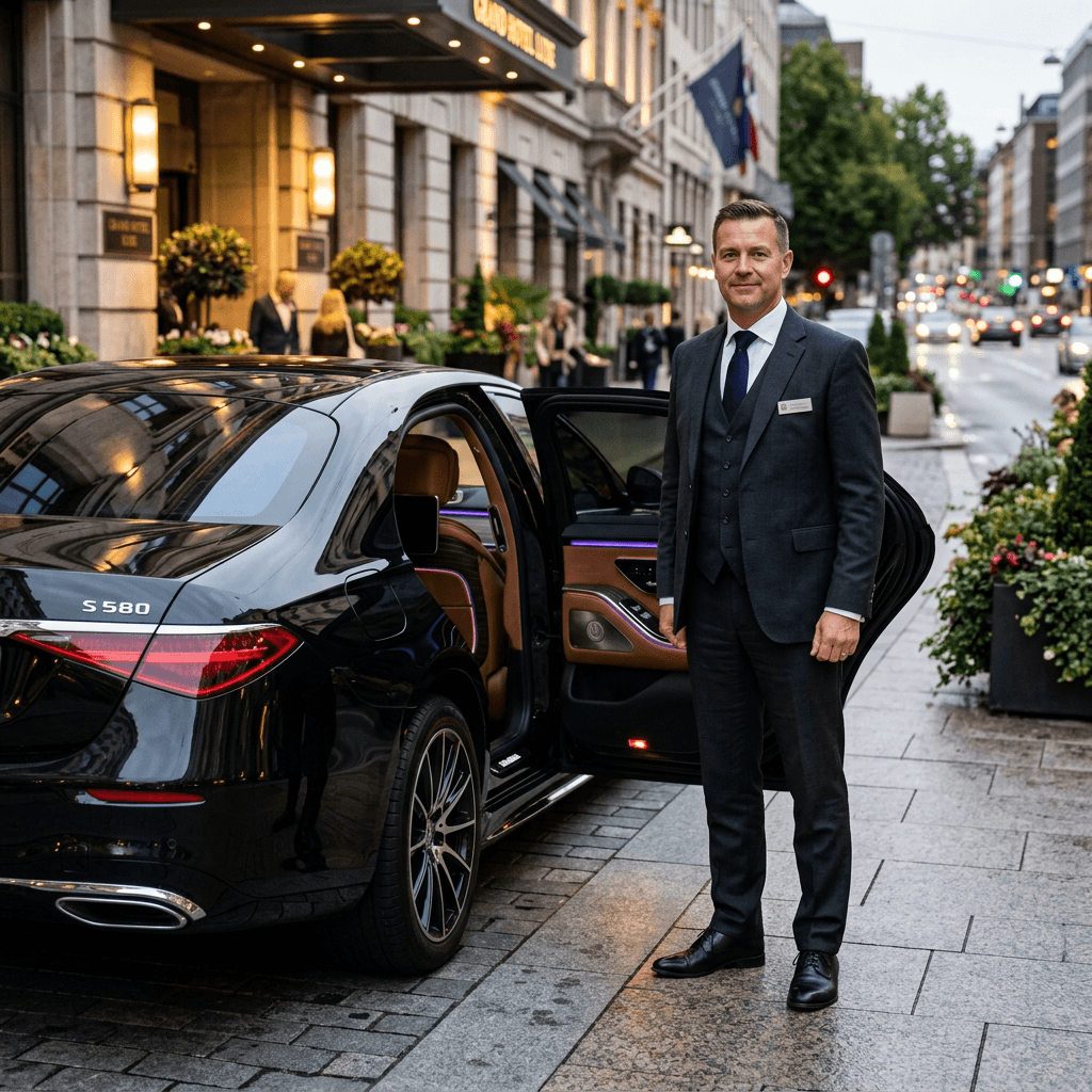 Professional chauffeur in suit