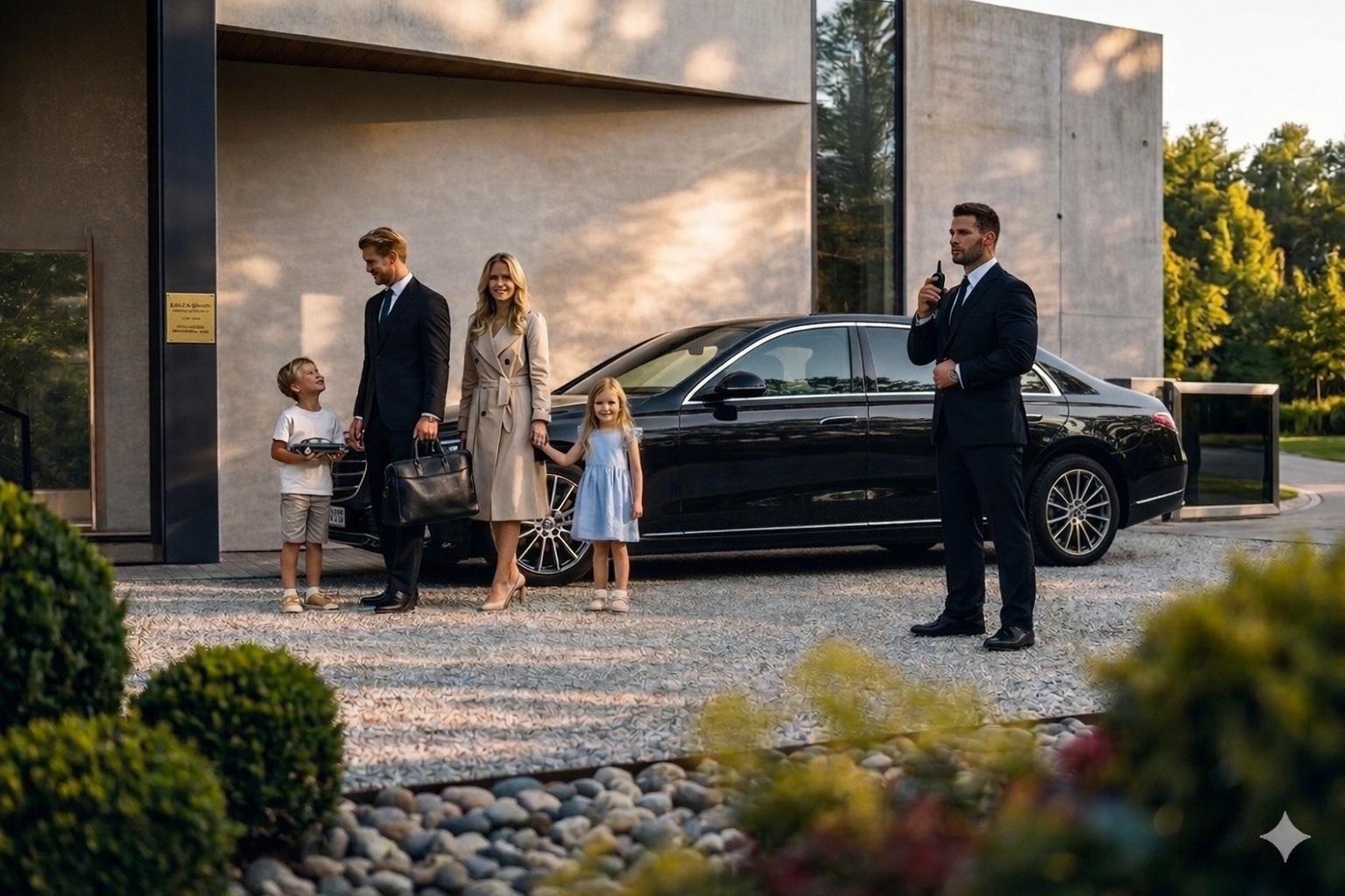 Professional chauffeur service - elegant woman in luxury vehicle